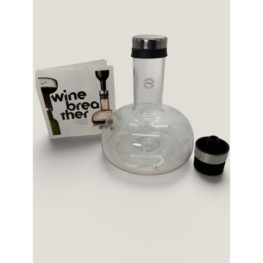 MENU Wine Breather Deluxe – Glass Wine Decanter with Aerator – Stainless Steel